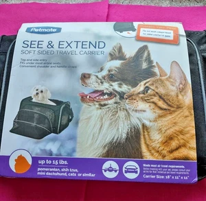 Petmate See & Extend Animal Carrier up to 15 lbs Black One Size, 18 inx11x11 - Picture 1 of 7