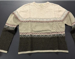 NEU Eddie Bauer Gr. L Fair Isle Nordic Pullover 100% Wolle Vintage Y2K Damen grün - Bild 1 von 8
