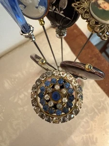 Antique/Vintage Style Handcrafted 9" Hatpin-Blue Rhinestone Head - Picture 1 of 3
