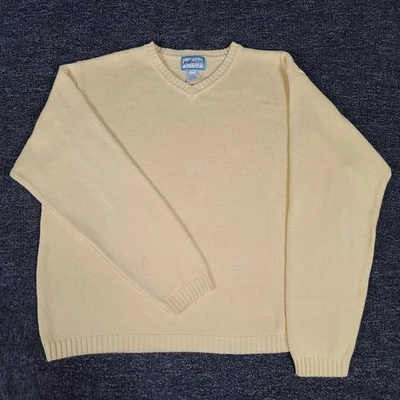 Pendleton Sweater Men XL Yellow Tight Knit Casual Outdoor V Neck Preppy Pullover - Image 1 of 4