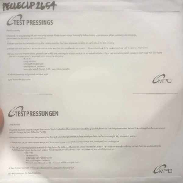 Greenslade - Bedside Manners Are Extra RARE 12" TEST PRESSING - Image 1 of 1