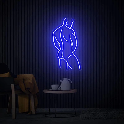 Letrero de neón para hombre arte corporal masculino letrero de neón luz LED hombre masculino decoración de pared Foto 1 de 4