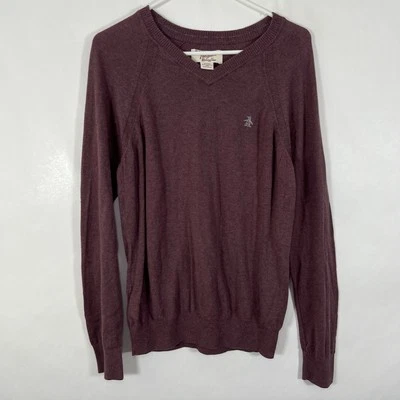 Suéter Original Pingüino Cuello en V Mujer Talla Mediana Rojo Gris Logo Bordado Foto 1 de 4