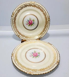 2 Aynsley St. George Bone China Brotteller mit Perlenrand Rosa Rosegoldrand - Bild 1 von 9