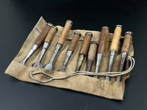 Vintage Japanese Chisel 9set Nomi /Hand Plane Saw Iron Hammer Hand Tool/d69 - Picture 1 of 24