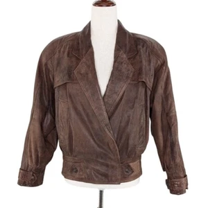 Vintage 80's G-III Global Identity Brown Leather Biker Jacket Women's Small Moto - Picture 1 of 10