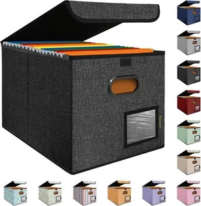 File Organizer Box with Lid, Collapsible File Folder Organizer - Picture 1 of 3
