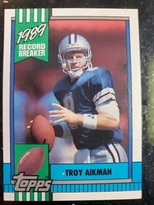 1990 TROY AIKMAN Topps (Error) 1989 RECORD BREAKER  #3 Cowboys ROOKIE - Picture 1 of 11
