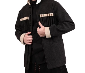 Men’s Vintage Cape Traditional Heavy Wool Cloak Embroidered Ethnic Wear - Picture 1 of 5