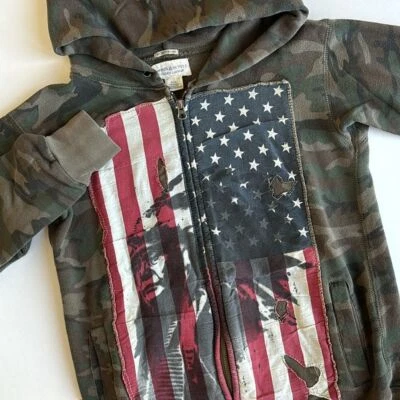 Sudadera con capucha vintage Denim & Supply Ralph Lauren bandera de EE. UU. camuflaje desgastado cremallera para mujer XS Foto 1 de 4