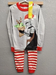 Hanna Andersson Sz 6/7 Star Wars Christmas Long John 2 Pc Pajamas The Child Yoda - Picture 1 of 16