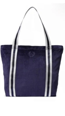 Victorias Secret bag Velour Tote Beach y2k Navy velvet Ribbed Zipper Shoulder - Image 1 of 4