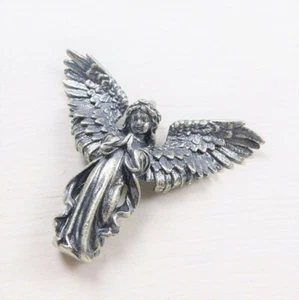 Antiqued 925 Sterling Silver Praying Angel Pendant with Open Wings Unique - Picture 1 of 9