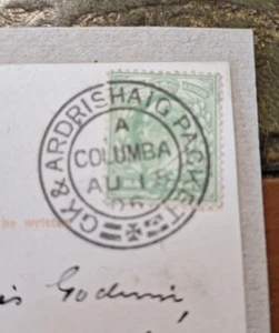 GB KEVII 1906 PPC GK & Ardishaig Packet CODE A- 29mm Double Ring. Ref PC 6 - Picture 1 of 3