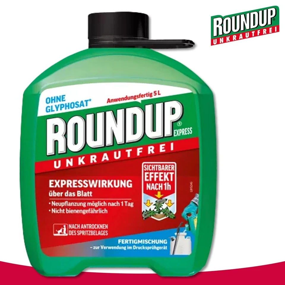 Roundup Unkrautfrei 5L Express (AC) Fertigmischung Bekämpfung Beet Garten - Bild 1 von 1