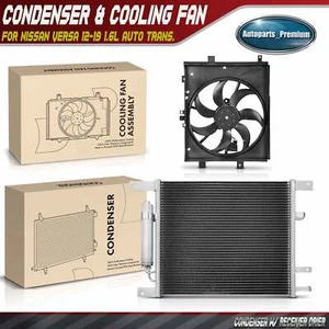 AC Condenser & Cooling Fan Assembly Kit for Nissan Versa 12-19 1.6L Auto Trans. - Picture 1 of 9