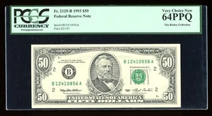 DBR 1993 $50 FRN New York Fr. 2125-B PCGS 64 PPQ Serial B12410856A - Picture 1 of 2
