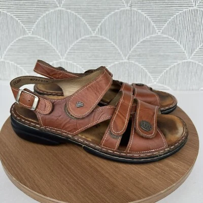 Finn Comfort Brown Leather Sandals Adjustable Straps Cushioned Soles Size 37 6.5 - Image 1 of 4