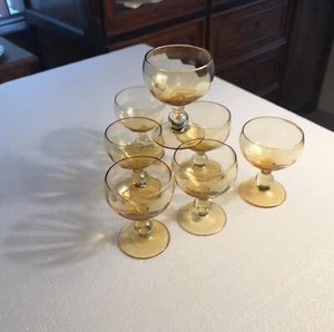 Cordial glasses pretty Champagne color glass to clear stem FREE SHIP - Picture 1 of 5