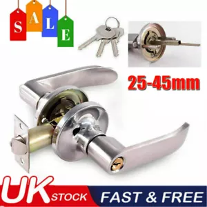 Home Entry Lever Three-Handle Door Lock Set Bathroom Entrance Passage With Key - Picture 1 of 14