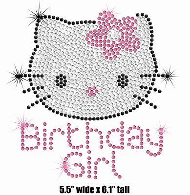 Hello Kitty день рождения девочка утюг на стразы передачи аппликация блестящий патч - Изображение 1 из 2