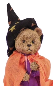 Bear in Witch Costume Halloween Decoration Figurine Bisque Cloth Small Cute - Picture 1 of 6