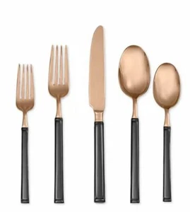 Hampton Forge Argent Orfevres Doric Black & Rose Gold 5 Pc Flatware Set - NEW IN - Picture 1 of 3