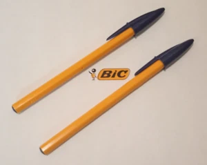 2 Rare Vintage Bic Orange 1970s Pens Mint NOS w/New Ink Cartridges - They Write! - Picture 1 of 4