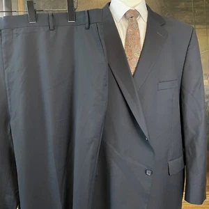 Petrocelli 54R 50 x 27 2 Piece Black Weave Stripe 100% Wool 2 Button Suit - Picture 1 of 11