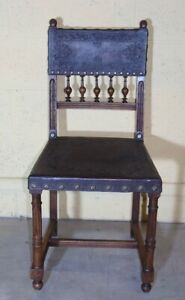 antica sedia Luigi Filippo 1850 in noce massello con cuoio francese PERFETTA