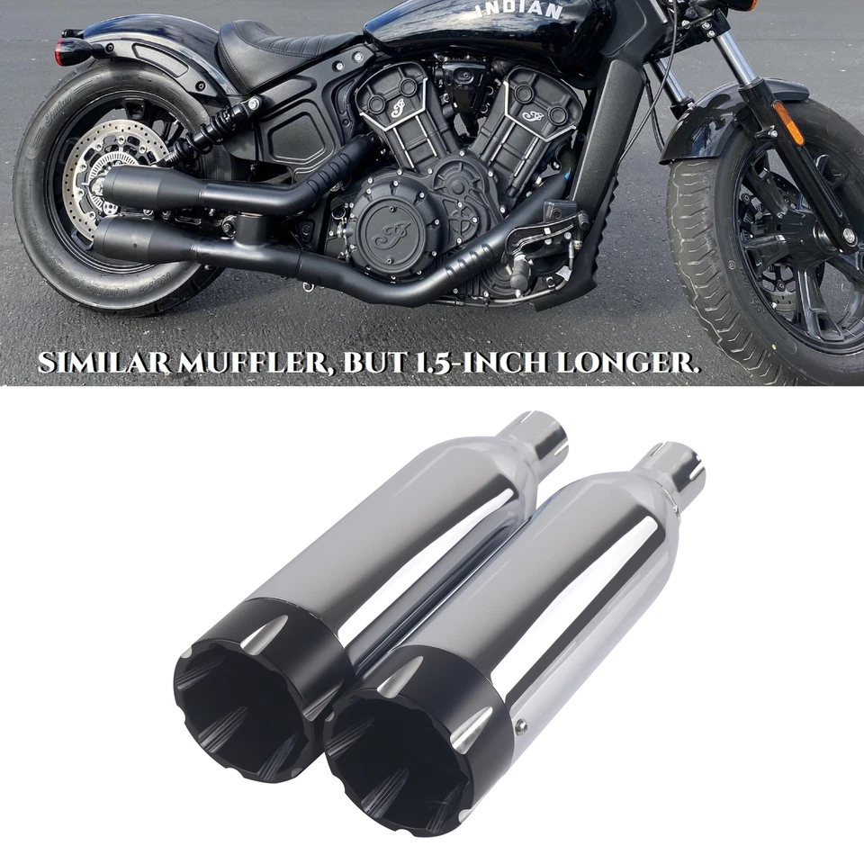 Tubos gorditos SHARKROAD 4,0"" para escape Indian Scout mejora estruendosa Foto 1 de 4