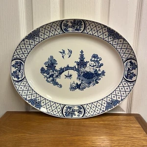 Antique Huge Chinese Platter / Meat plate - In Blue Willow Style - Unmarked B125 - Picture 1 of 19