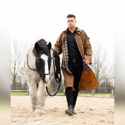 Unisex Lightweight Western Oilskin Waterproof Long Duster Coat Workwear - Image 1 of 4