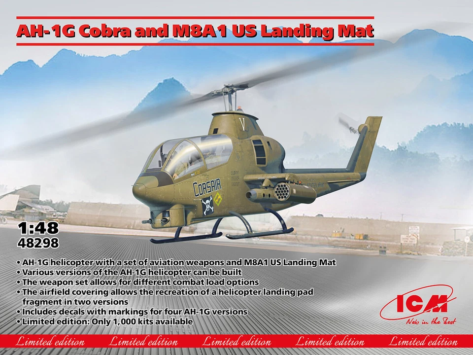 ICM 48298 - 1:48 AH-1G Cobra And M8A1 US Landing Mat Edizione Limitata - Nuovo - Immagine 1 di 1