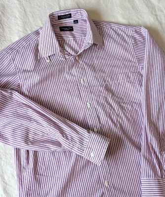 Christian Dior Monsieur Vintage 80s Pink Striped Loop Collar Button Up / Size 16 - Image 1 of 4