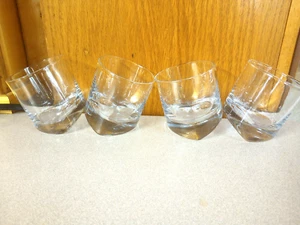 SLANTED TILTED WHISKEY BOURBON TUMBLER GLASSES SET 4 - Picture 1 of 8