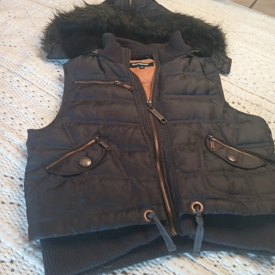 CHALECO PLUMAS ABAJO CAFETERÍA Piel sintética Cremallera Capucha Cremallera Bolsillos Otoño Invierno Y2K Foto 1 de 4