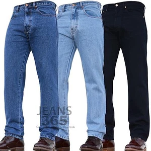 Mens Regular Fit Hard Wearing Work Denim Pants Jeans Trousers Blue Waist Leg - Picture 1 of 4