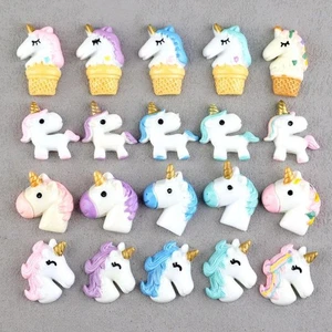 8/16pcs Mixed Color Assorted Unicorn Cabochons - Flatback Resin Charms For Craft - Picture 1 of 54