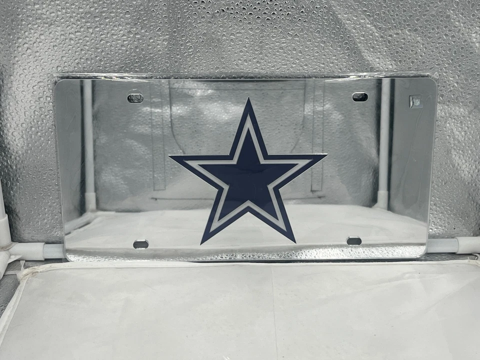 Placa de licença Dallas Cowboys NFL prata reflexiva corte a laser Wincraft - Imagem 1 de 1