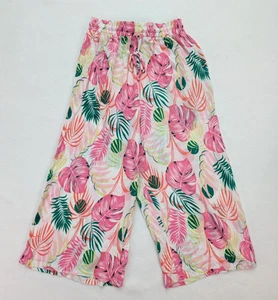 Juniper & Lime Women's Pants Size M Pink Floral Print Wide Leg Cropped - Picture 1 of 15
