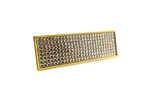 Gold Tone Lipstick Case Holder with White Clear Rhinestones paved Black Lining - Picture 1 of 10