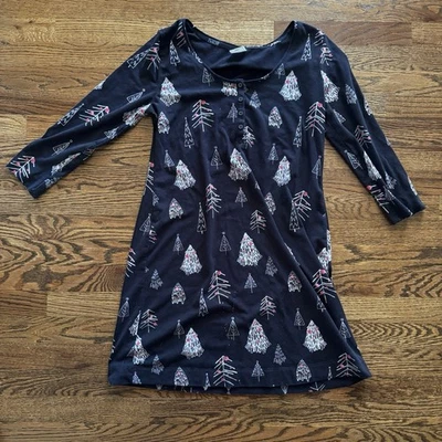 Soma Cool Nights Long Sleeve Sleepshirt Holiday Christmas Tree Black Small 3/4 S - Image 1 of 4