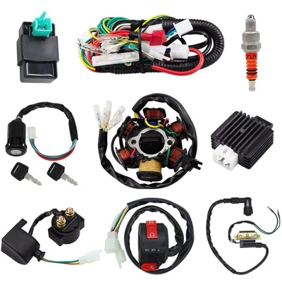 Complete Electrics Stator Coil CDI Wiring Harness Spark Plug Kits Aftermarket - Image 1 of 4