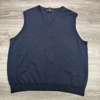Chaleco Suéter de Cachemira Bloomingdales Para Hombres Extra Grande Azul Marino Pullover Golf De Colección Foto 1 de 4
