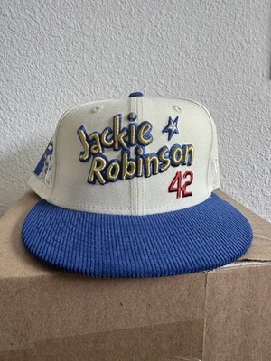 Sombrero Jackie Robinson #42 New Era 59FIFTY Pana Azul Crema 7 5/8 Edición Limitada Foto 1 de 4