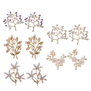 2x Branch Alloy Crystal Flatback Craft Rhinestone Embellishment Pearl Button - Picture 1 of 15