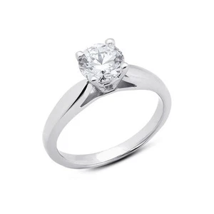 Anillo de compromiso solitario de oro de 18 k con diamantes naturales certificados redondo E SI1 1/3 quilate - Imagen 1 de 6