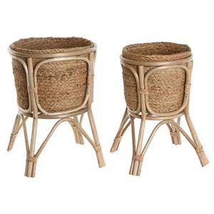 Set di vasi da fiori Home ESPRIT Naturale vimini Fibra 28 x 28 x 38 cm [2 Pez - Foto 1 di 4