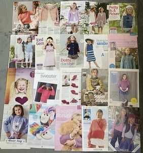 Bundle 20 x Knitting Patterns Girls Clothing Cardigans Tops Dresses Mittens #1 - Picture 1 of 5